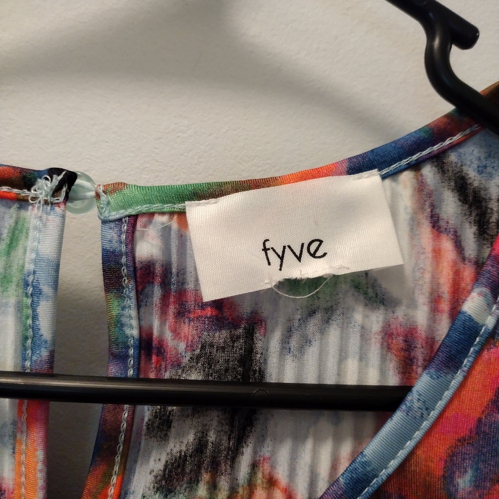 Fyve Colorful Abstract Ruffle Sleeve Blouse - Picture 5 of 6